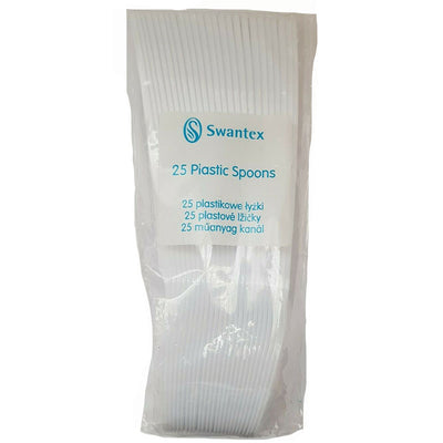 Swantex White Plastic Spoons 25 Pack - Case of 25