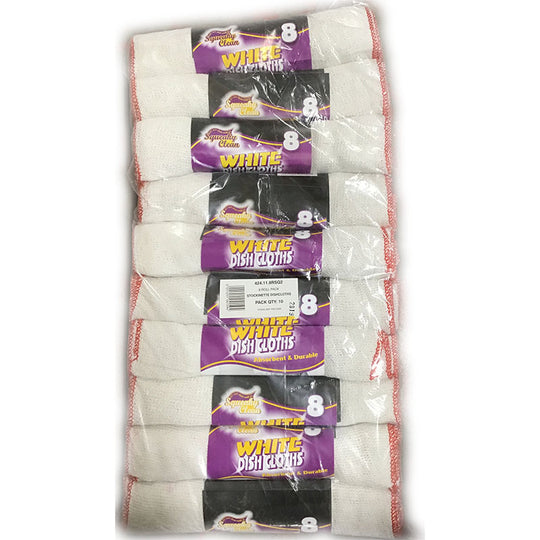 Squeaky Clean White Dish Cloths 8 Pack - Case of 10