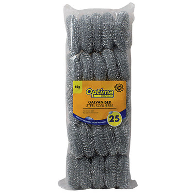 Optima Proclean Heavy Duty Galvanised Steel Scourers 15g 25 Pack