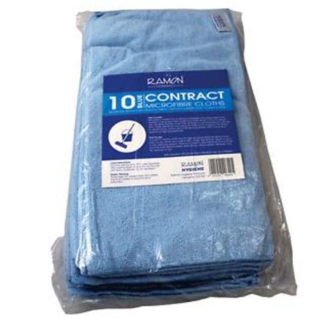 Ramon Contract Microfibre Cloths Blue 10 Pack Wholesale
