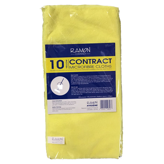 Ramon Contract Microfibre Cloths Yellow 10 Pack