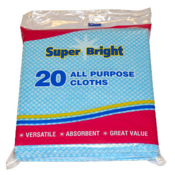 Super Bright All Purpose Cloths 20 Pack - Case of 10