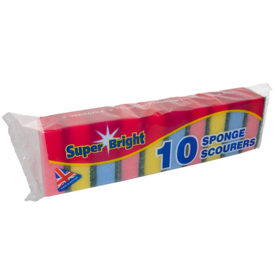 Super Bright Sponge Scourers 10 Pack - Case of 10