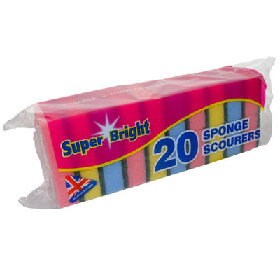 Super Bright Sponge Scourers 20 Pack - Case of 12