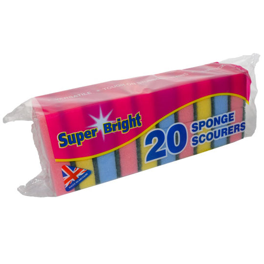 Super Bright Sponge Scourers 20 Pack - Case of 12