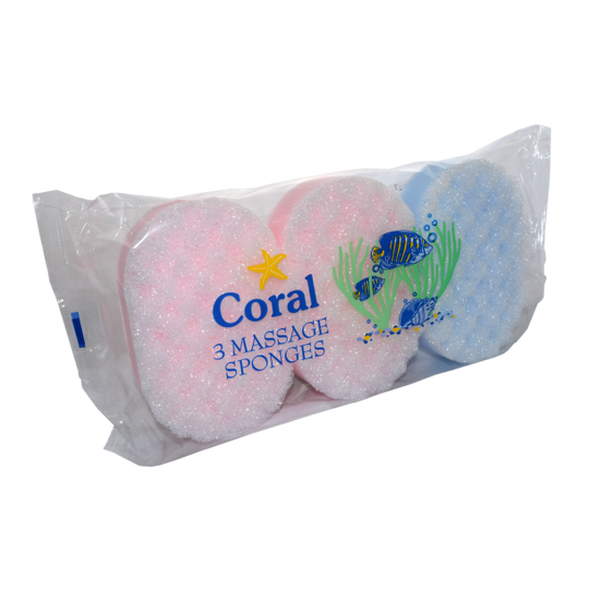 Coral Massage Sponges 3 Pack - Case of 10