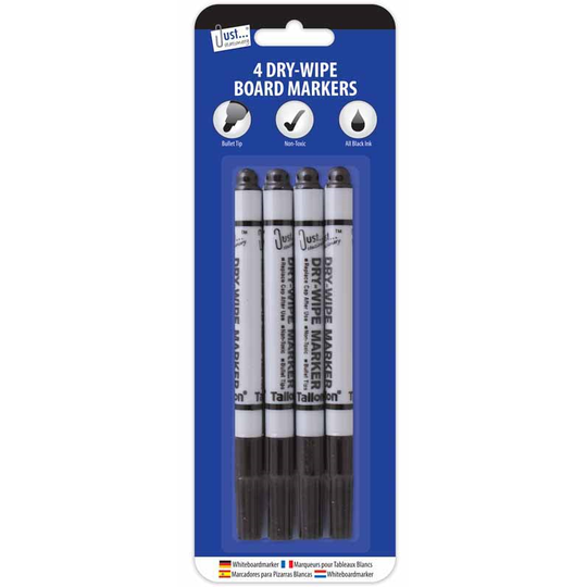Black Board Markers Dry Wipe 4 Pack