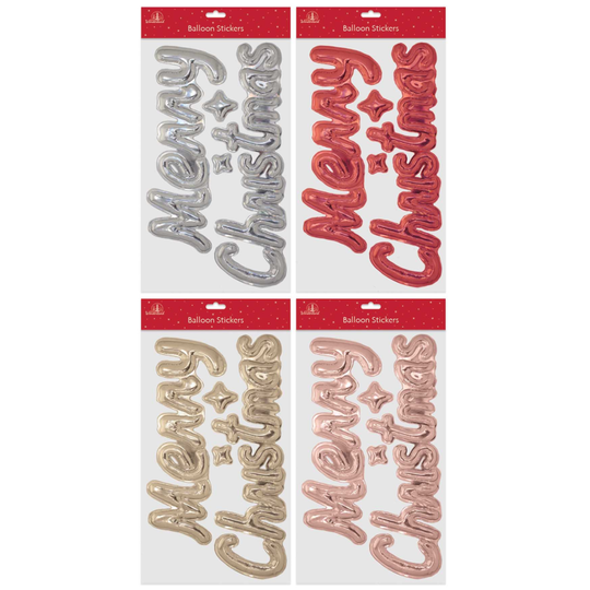 Balloon Style Merry Christmas Stickers - Case of 12