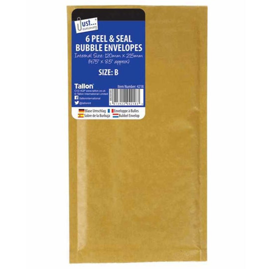 Bubble Envelopes Size B 120mm x 215mm 6 Pack