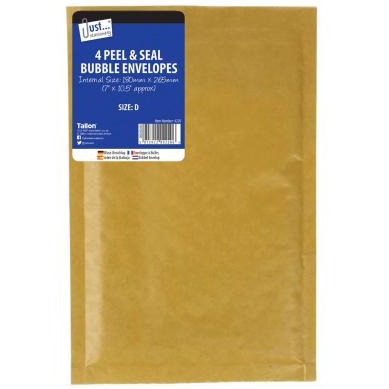 Bubble Envelopes Size D 180mm x 265mm 4 Pack
