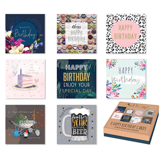 Adult Birthday Cards In Keepsake Box 8 Assorted Designs - Case of 12