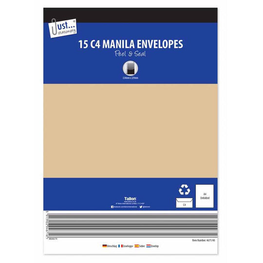 Peel & Seal Manila Envelopes C4 15 Pack