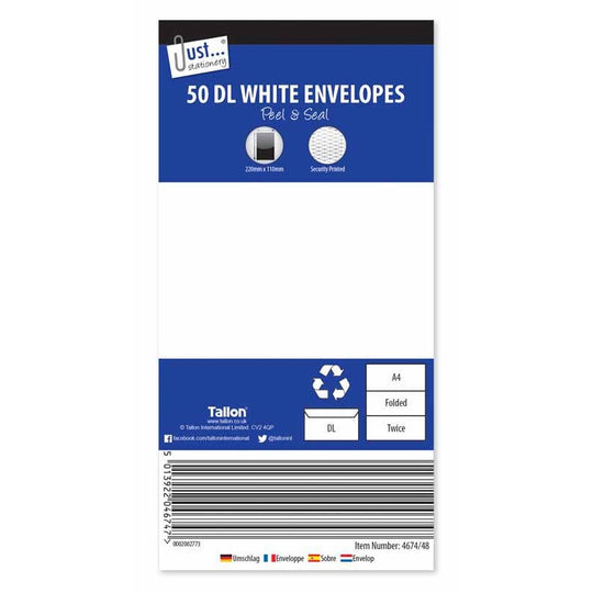 White Peal & Seal DL Envelopes 80g 50 Pack - Case of 12