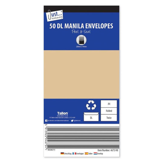 Manila Envelopes DL Peel & Seal 50 Pack - Case of 12
