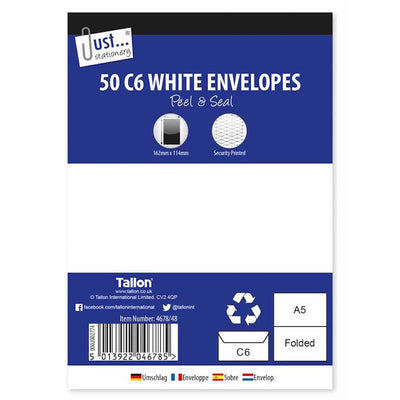 50 C6 White Peel & Seal Envelopes