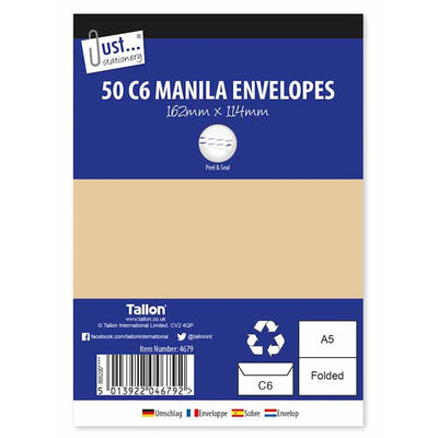 Manila Peel & Seal Envelopes C6 Size 50 Pack - Case of 12