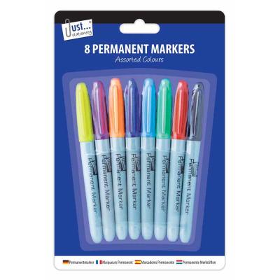 Permanent Markers 8 Pack Assorted Colours - Case of 12