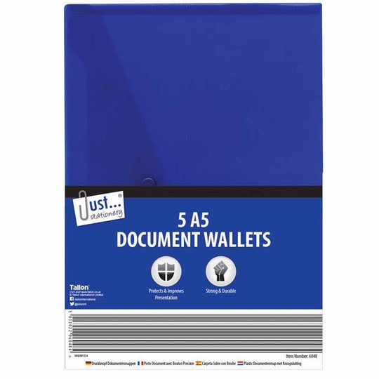 A5 Document Wallets 5 Pack - Case of 6