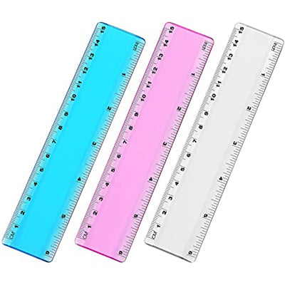 Plastic Rulers Assorted Colours 6" - Case of 12