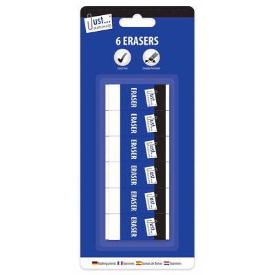 White Erasers 6 Pack - Case of 12