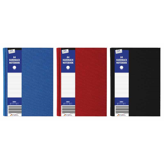 A4 Ruled Hardback Book Red, Blue, Black - Case Of 6