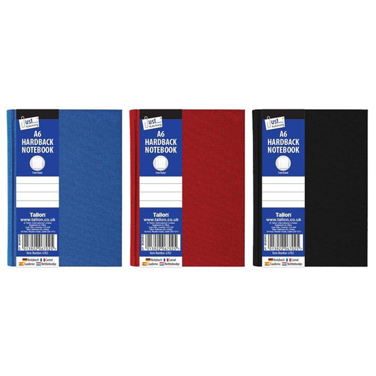 A6 Ruled Hardback Book Red, Blue, Black - Case Of 6
