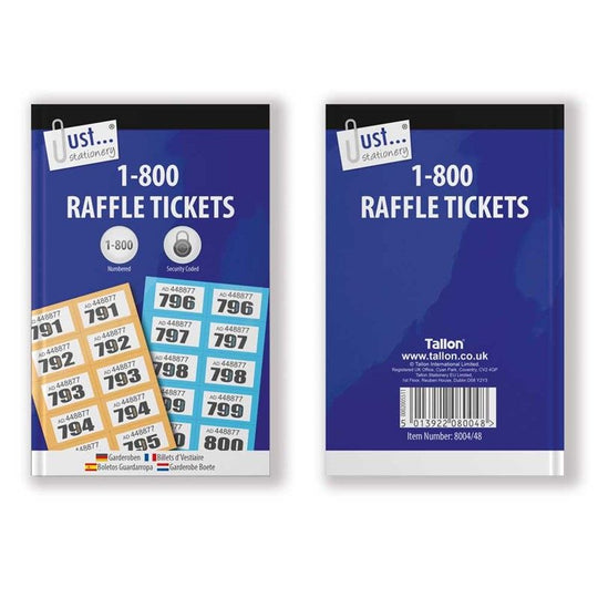 Cloakroom Raffle Tickets 1-800 - Case of 12
