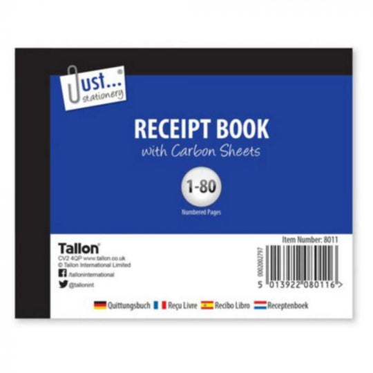Receipt Book Page Numbers 1 to 80 - Case of 12