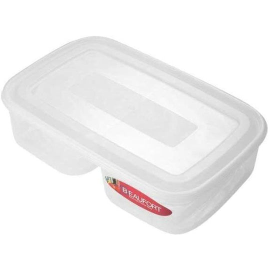 Beaufort Rectangular Food Container 2 Section Clear Lid