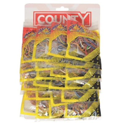 County Rubber Bands Assorted - Sleeve of 24