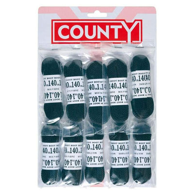 County Flat Black Boot Lace - Sleeve of 10