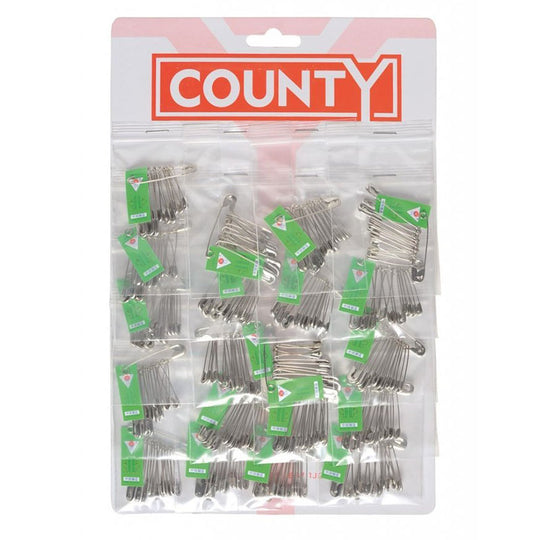 County Safety Pins 12 Pack - Sleeve of 20