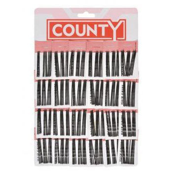 County Black Hair Grips - Sleeve of 24