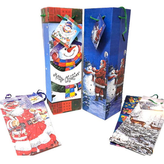 Christmas Wine Bottle Gift Bags - Case of 8