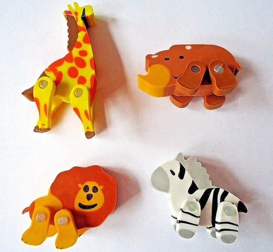 6 X 3D JUNGLE ZOO ANIMAL Erasers