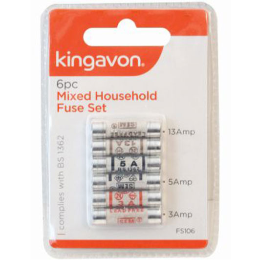 Kingavon Mixed Household Fuses 6pc