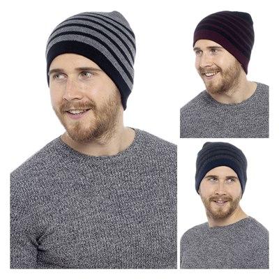 RJM Men's Striped Beanie Hat