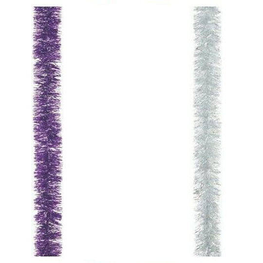 Festive Purple & Silver Tinsel 2m
