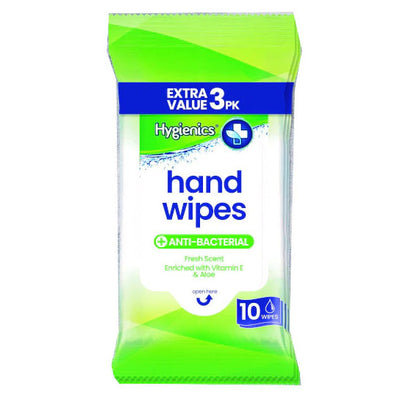 Hygienics Hand Wipes 10 Wipes - 3 Pack