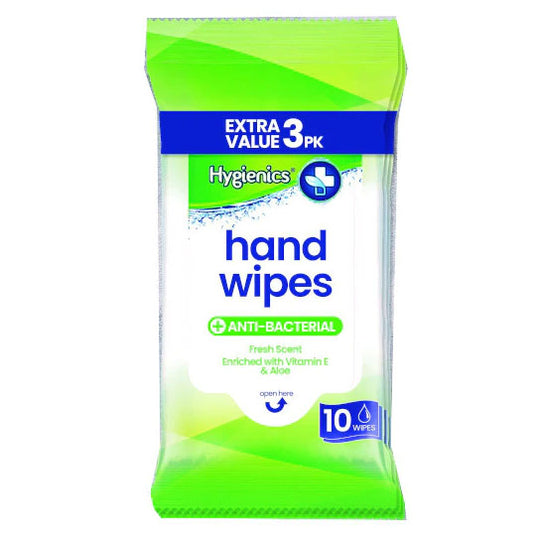 Hygienics Hand Wipes 10 Wipes - 3 Pack