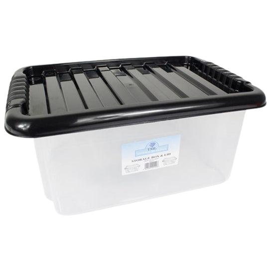 Stackable Storage Container Box with Black Lid 24L