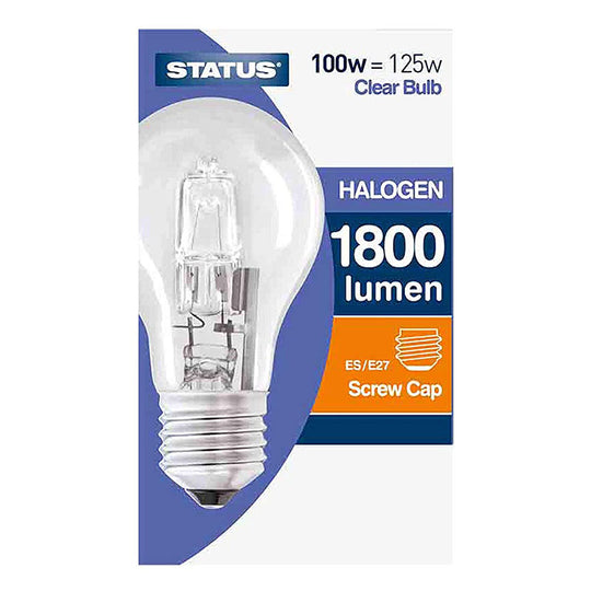 Status Halogen Clear Bulb Screw Cap ES 100W Warm Light - Case of 10
