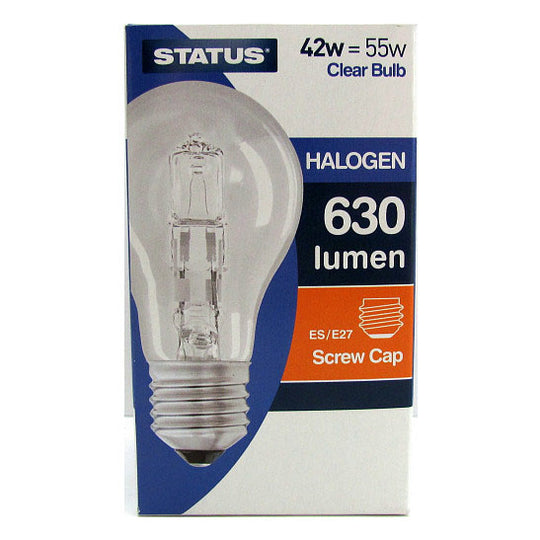 Status Halogen Large Clear Bulb Screw Cap ES 42W Warm Light - Case of 10