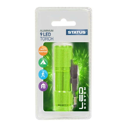 Status Aluminium 9 LED Torch Green