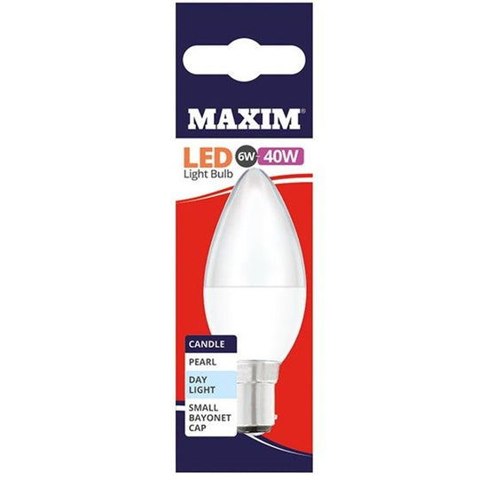 Maxim LED Candle Bulb SES DL Day Light Pearl 6W=40W - Case of 10