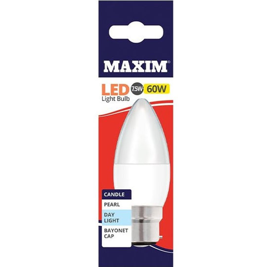 Maxim LED Candle Bulb SES  Day Light Pearl 7.5W=60W - Case of 10