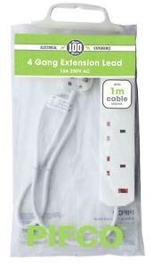 PIFCO Extension Lead 1m 4 Gang 13A