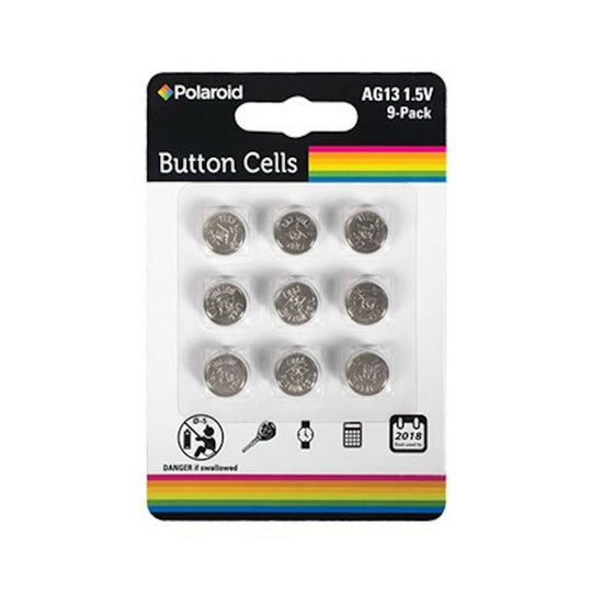 9 Piece 1.5V Ag13/ Lr44 Polaroid Alkaline Button Cell Battery