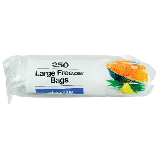 TidyZ Freezer Bags Large Extra Value 250 Pack Roll - Case of 6