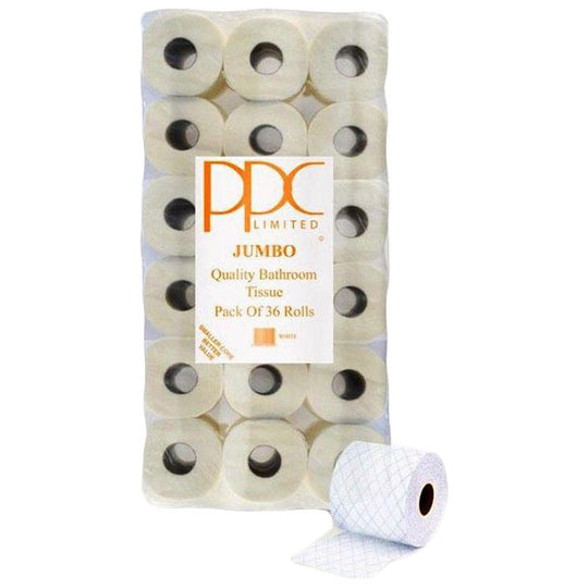 PPC Jumbo White Quality Toilet Paper 36 Roll Value Pack